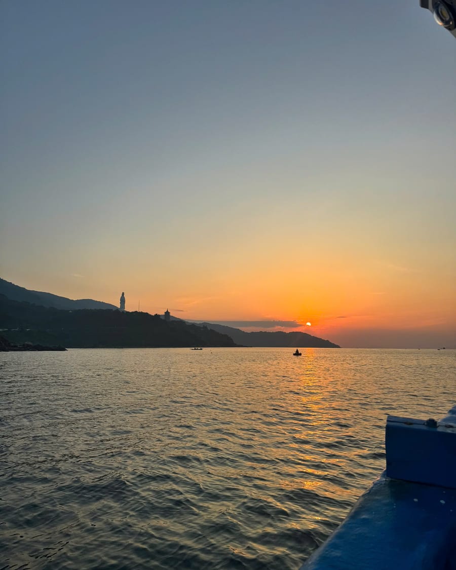 Sunrise over the open sea off the Son Tra Peninsula, Da Nang